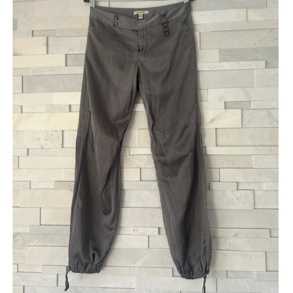 FREE PEOPLE Silk Cotton Mid-rise Zip-Fly Loop Tie Ankle Parachute Pants Gray 6 - Picture 1 of 8